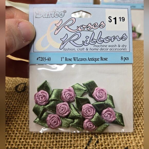 NWT Darice Rose Ribbons in Antique Rose Pink 1" 6 Pack Set 48 Count Total - Picture 2 of 3